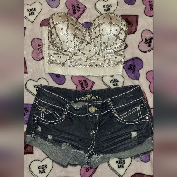 White Rhinestone Corset Bustier Top - Picture 8 of 15